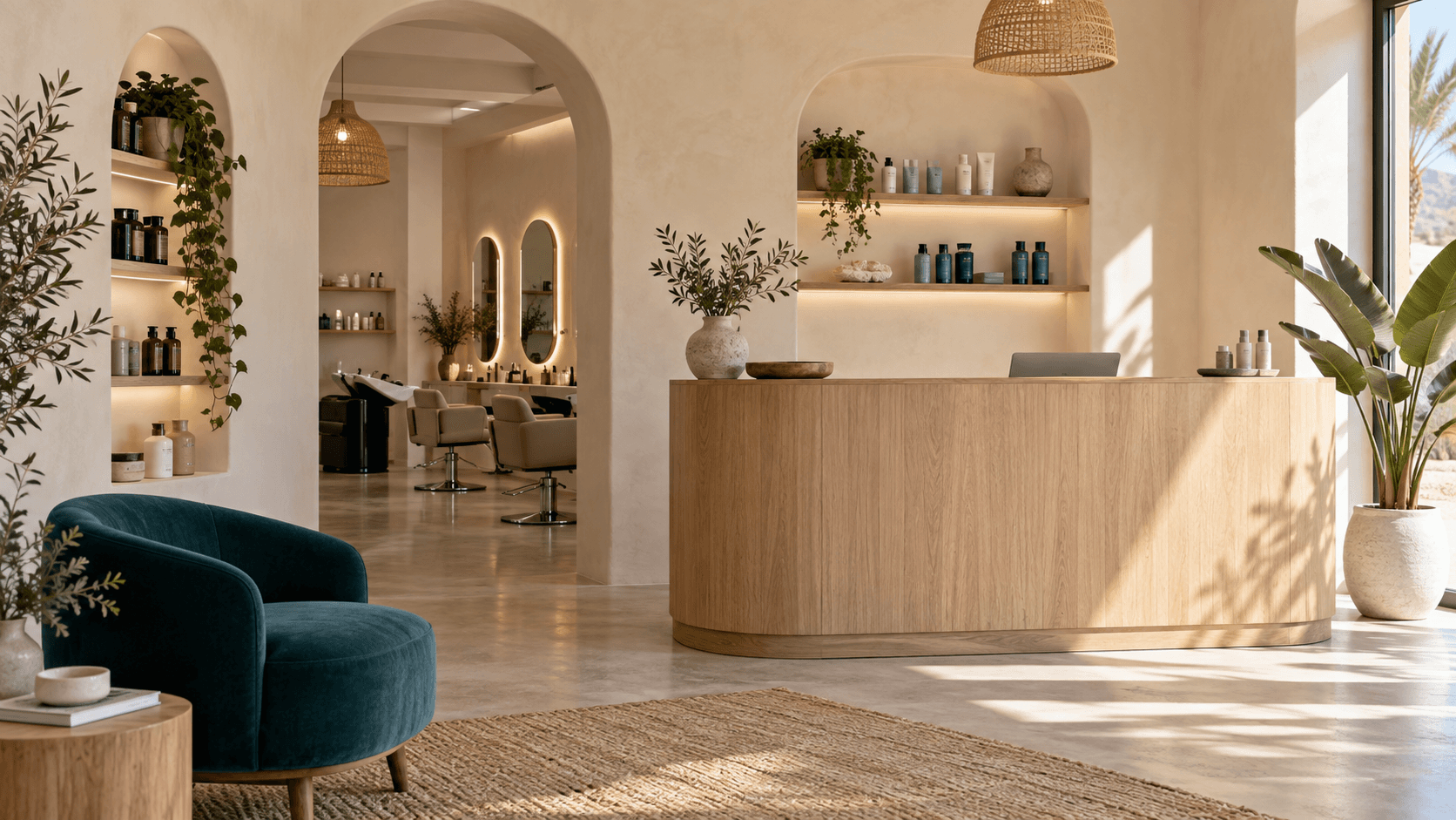 Interior cuidado de un salón de belleza y bienestar